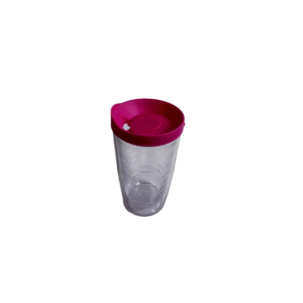 Tervis Tumbler 16oz Clear Pink Lid Insulated Double Wall Travel Cup Unisex